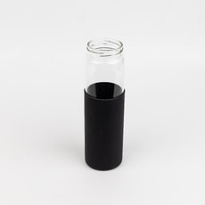 Бутылка стеклянная с силиконовой манжетой и бамбуковой крышкой  Glass 