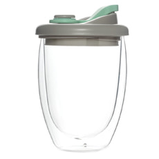 Стакан стеклянный Lotos с двойными стенками и крышкой
