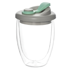 Стакан стеклянный Lotos с двойными стенками и крышкой