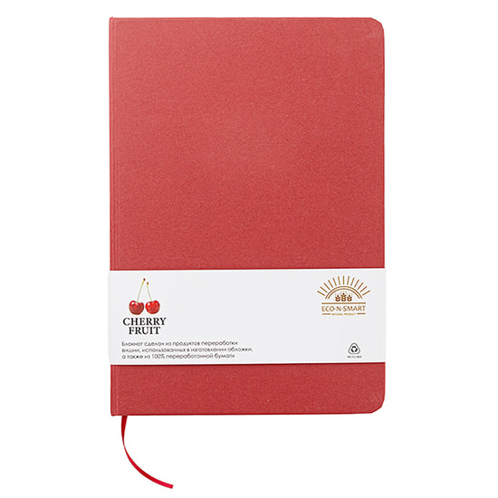 Блокнот из растительного сырья Tutti Frutti в твёрдом переплёте, вишнёвый