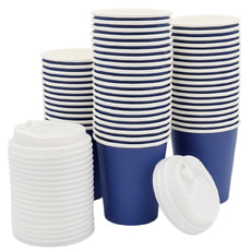 Набор бумажных стаканов с крышкой (240 мл), 50 шт