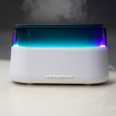 Светодиодный USB увлажнитель-ароматизатор Brava с часами с RGB подсветкой, белый
