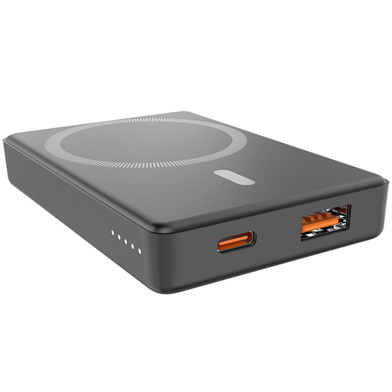 Магнитный внешний аккумулятор Magnetic с беспроводной зарядкой (5W), 5000 Mah, черный