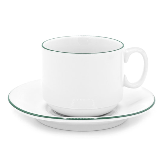 Чайная пара фарфоровая  220см³ экспресс Палитра, зеленый, в коробке