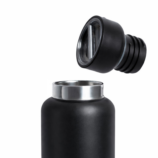 Термос Hike c ланьярдом и манжетой, чёрный