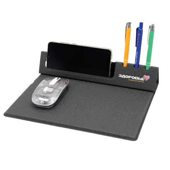 Коврик для мышки с беспроводной зарядкой Rolter, серый