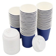 Набор бумажных стаканов с крышкой (240 мл), 50 шт