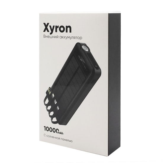 Внешний аккумулятор Xyron с солнечной панелью, 10000 mAh, черный