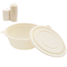 Набор супниц с крышкой из кукурузного крахмала, 600 мл, 50 шт.