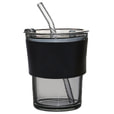 Стакан стеклянный с трубочкой и капхолдером Karamel, черный