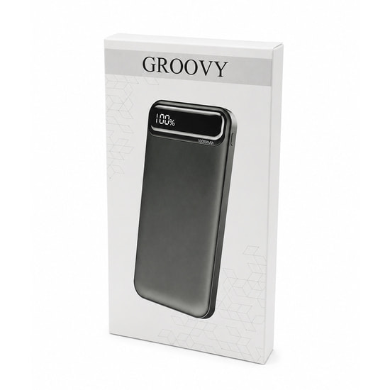 Внешний аккумулятор Groovy 10000 Mah с быстрой зарядкой, черный