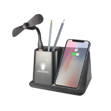 Настольный органайзер Mercury c беспроводной зарядкой и вентилятором Настольный органайзер Mercury c беспроводной зарядкой и вентилятором