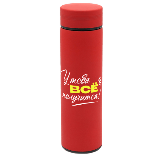 Термос Bronx софт-тач, красного цвета