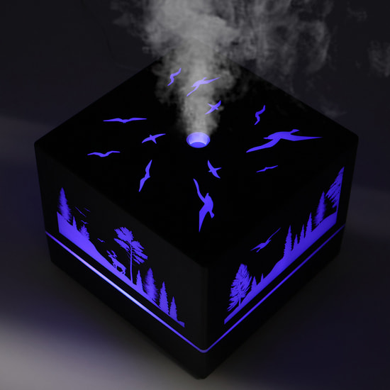 Светодиодный увлажнитель Wisdom с подсветкой гравировки, черный